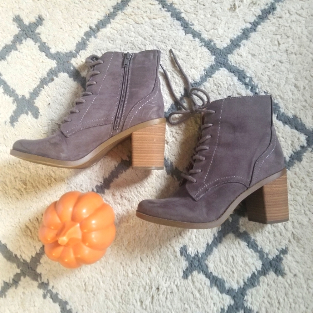 Suede Lace Up High Heel Boot